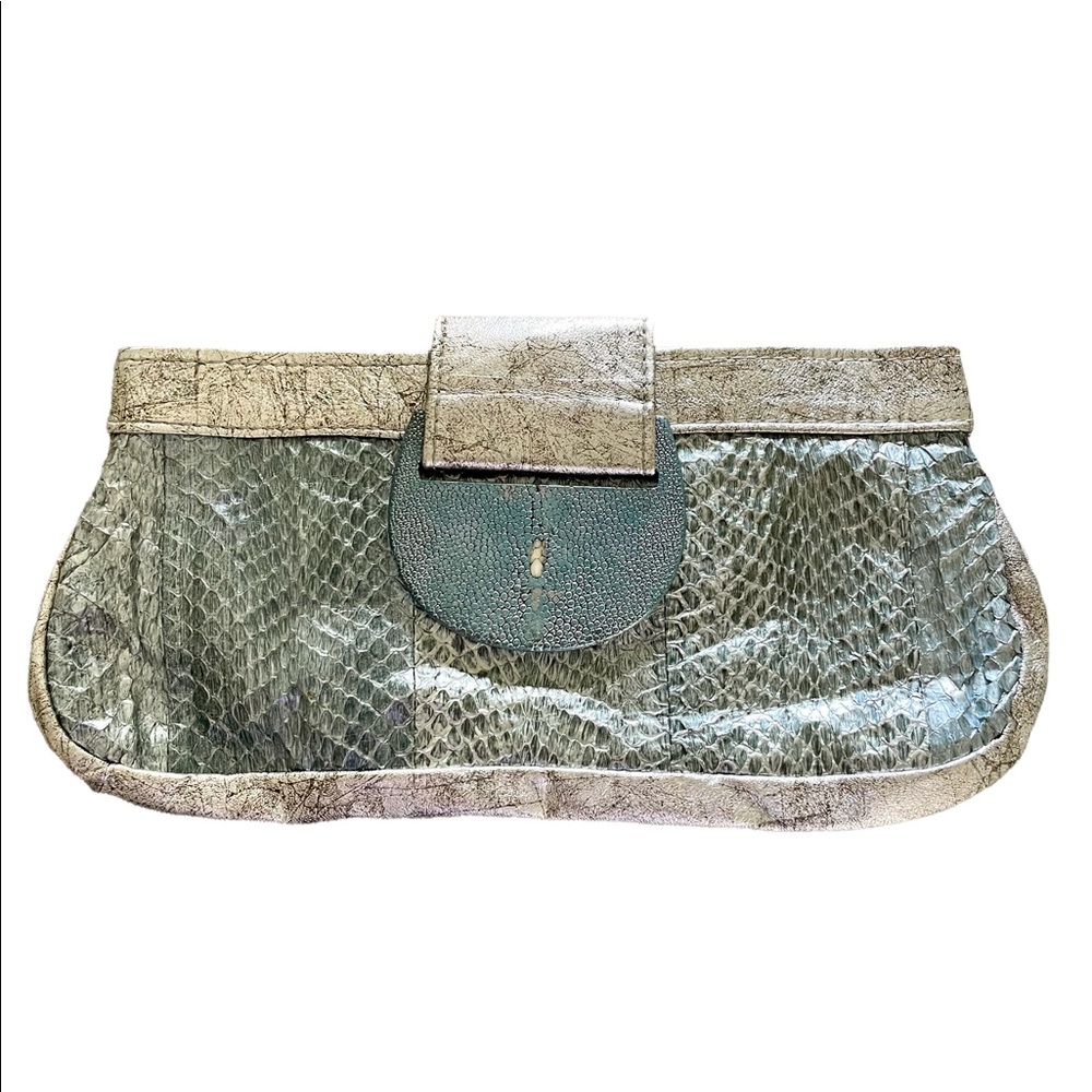 R & Y  Augusti Snakeskin Clutch - Purse